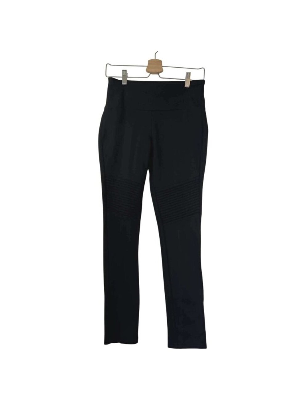 Parasuco Jeans‎ Black Moto Leggings High Rise Ribbed Ponte Pants C2491A Small